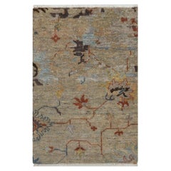 2
1 "x3
1" Braunes gebrochenes Muster mit Oushak Design 100% Wolle Handgeknüpftes Matte Teppich