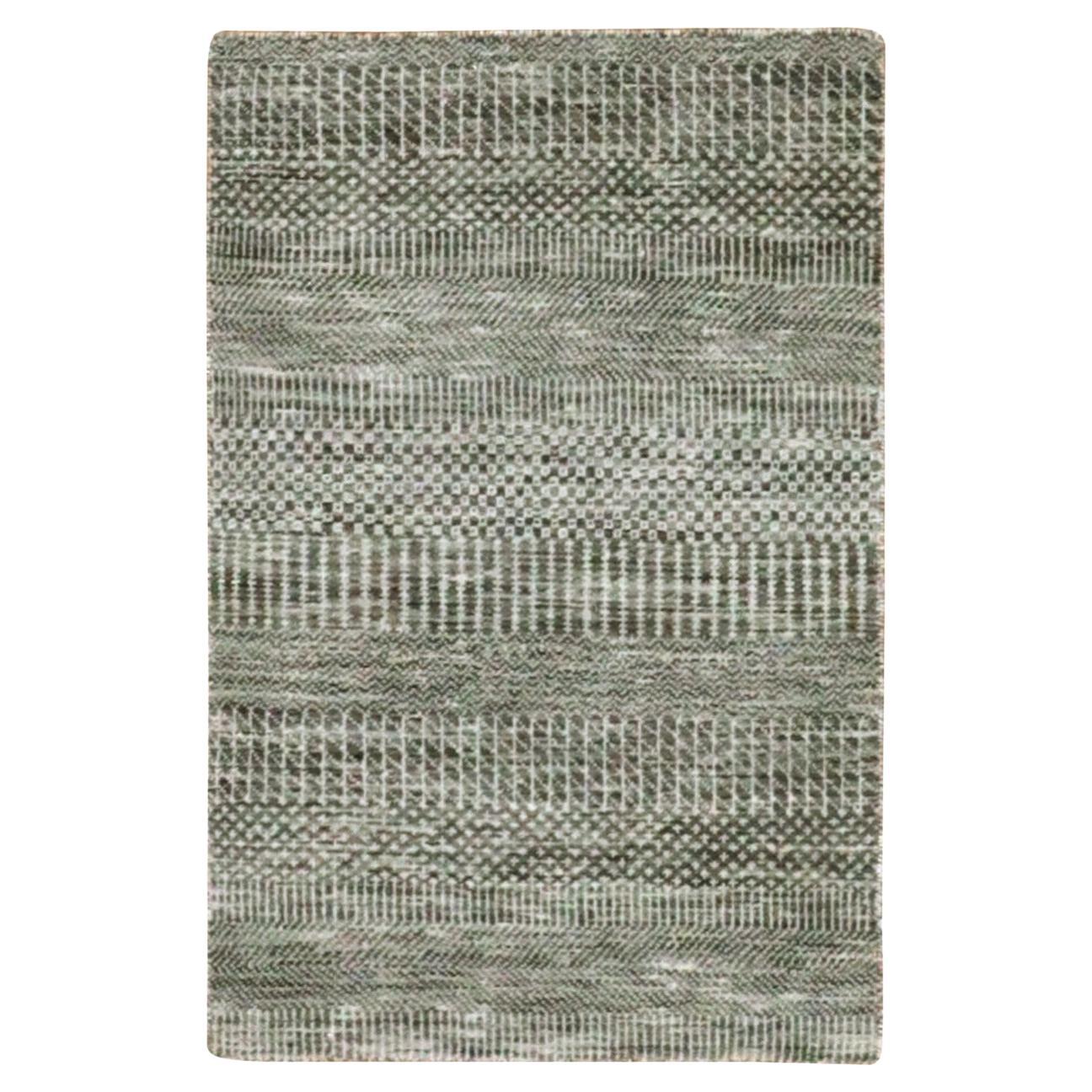 2'1 "x3'1" Tapis Echo Gray en laine teintée à la main Grass Design Rug
