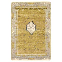 2
1 "x3
1" Golden Yellow Pinecone Design Hand Knotsted Wool Sample Tapis d
Orient