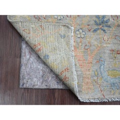 2'1"x3'1" Gray Hand Knotted Afghan Peshawar Birds of Paradise Design Wool Rug