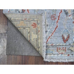 2'1"x3'1" Misty Gray Afghan Angora Oushak Hand Knotted Wool Mat Oriental Rug