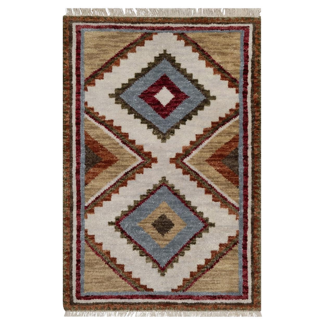 2
1 "x3
1" Pastellgrau Südwestamerikanisches Indianer Design Handgeknüpft Wolle Matte Teppich