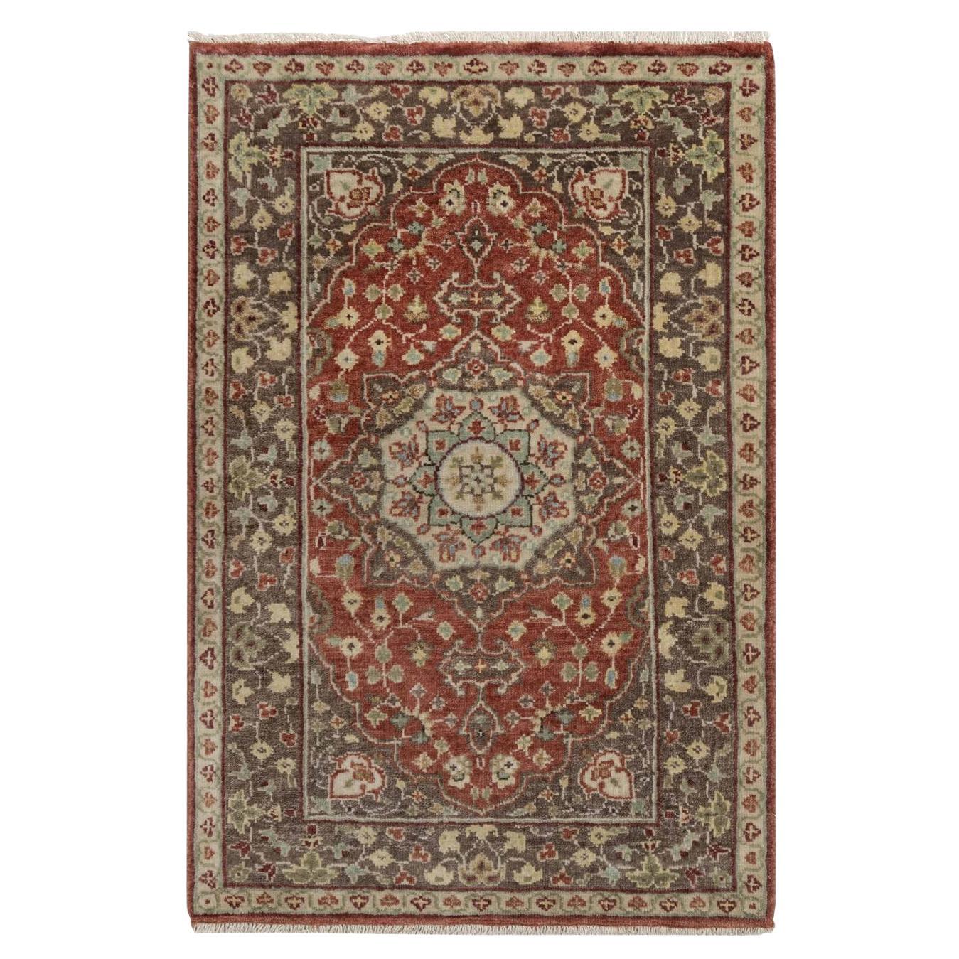 2'1"x3'1" Red Antiqued Tabriz Re-Creation Hand Knotted Soft Wool Mat Small Rug