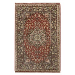 2'1"x3'1" Red Antiqued Tabriz Re-Creation Hand Knotted Soft Wool Mat Small Rug