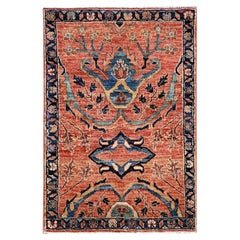 2'1"x3'1" Red Aryana Collection Heriz All Over Design Hand Knotted Wool Mat Rug