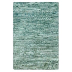 2'1"x3'2" Ocean Green Grass Design Hand Knotted Wool Mat Small Oriental Rug
