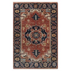 2
1"x3
2" Red Antiqued Heriz Re-Creation Hand Knotted New Zealand Wool Mat Rug