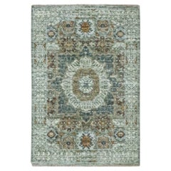 Tappeto Mamluke pre-storico in pura lana annodata a mano, 2
1 "x3
2" verde salvia