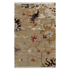 2
1 "x3
2" Arena Marrón Motivo Roto Diseño Oushak Alfombra 100% Lana Anudada a Mano