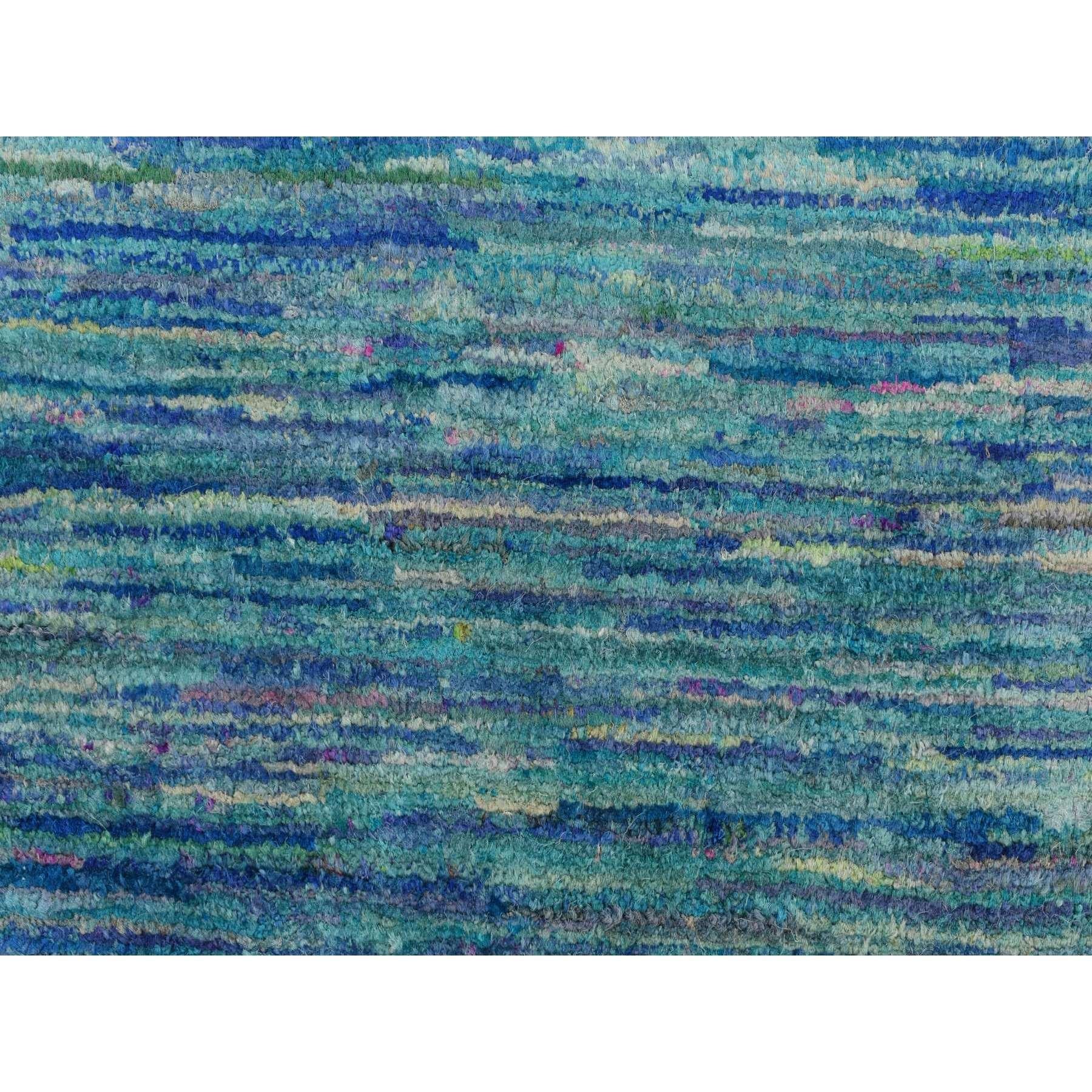 Shades of Blue, Plain Solid Design, Hand Knotted, Sample, Strike Off, Pure Sari Silk, Mat, Oriental Rug
Primary materials: Sari Silk
Latex: No Pile 
height: 0.25 Inches
Style: Contemporary
Primary color: Blue
Secondary colors: Yellow, Pink, Green,