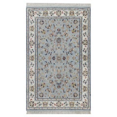 2
1"x3
3" Beau Blue Nain with All Over Design Wool
Silk Hand Knotted Mat Rug