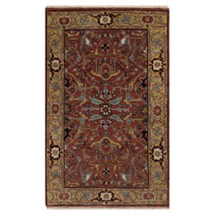 2
1"x3
3" Red Hand Knotted Antiqued Fine Heriz Re-Creation Wool Mat Small Rug