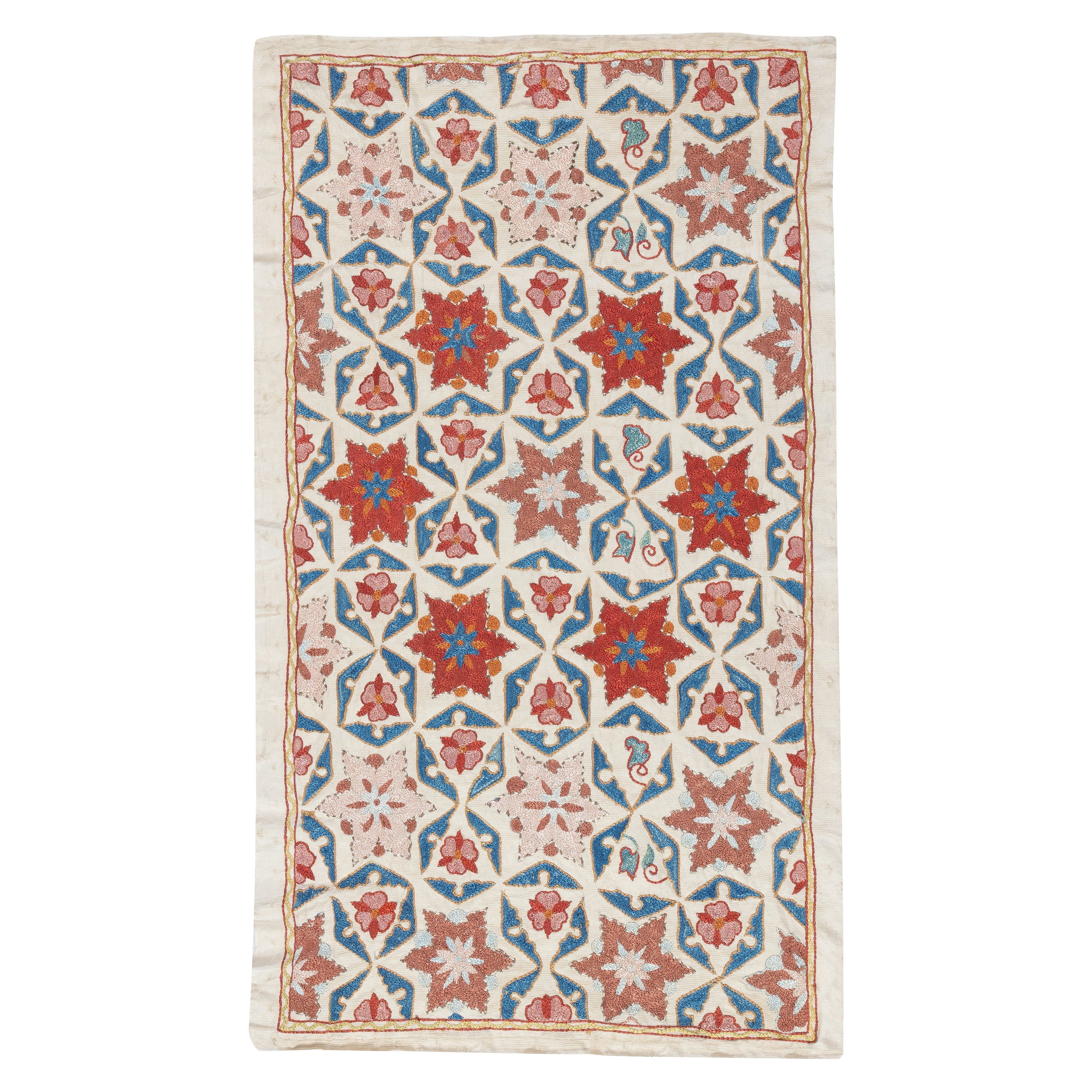 21x34 pouces, 100 % soie, tenture murale Nappe brodée. Décoration murale boho en vente