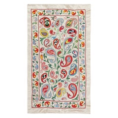21x36 in Contemporary 100% Silk Wall Hanging. Embroidered Tablecloth. Wall Decor
