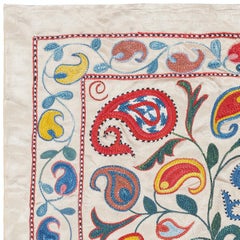 21x37 in 100% Silk Wall Hanging. Embroidered Tablecloth. Modern Wall Decor