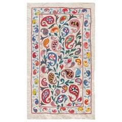 21x37 in 100% Silk Wall Hanging. Embroidered Tablecloth. Modern Wall Decor