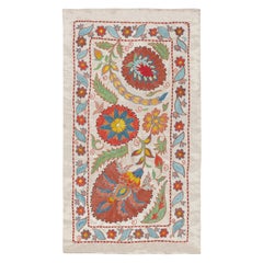 21x37 in 100% Silk Wall Hanging. Hand Embroidered Tablecloth. Modern Wall Decor