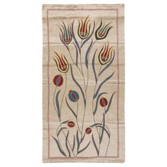 21"x39" Uzbek 100% Silk Hand Embroidered Suzani Wall Hanging, Boho Wall Decor 21"x39" Uzbek 100% Silk Hand Embroidered Suzani Wall Hanging, Boho Wall Decor