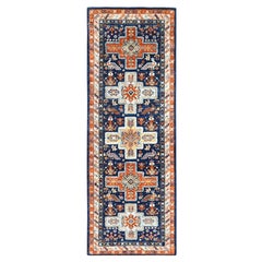 2'1"x5'10" Delft Blue Armenian Inspired Wool Hand Knotted Runner Oriental Rug
