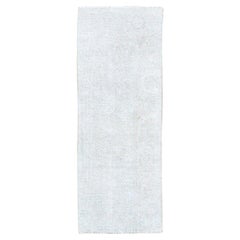 2'1"x5'9" Vista White Hand Knotted Pure Wool Vintage Persian Tabriz Oriental Rug
