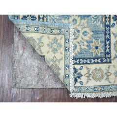2'1 "x6' Blauer Vintage-Look Kazak Stammes-Medaillons Hand geknüpft Wolle Läufer Teppich