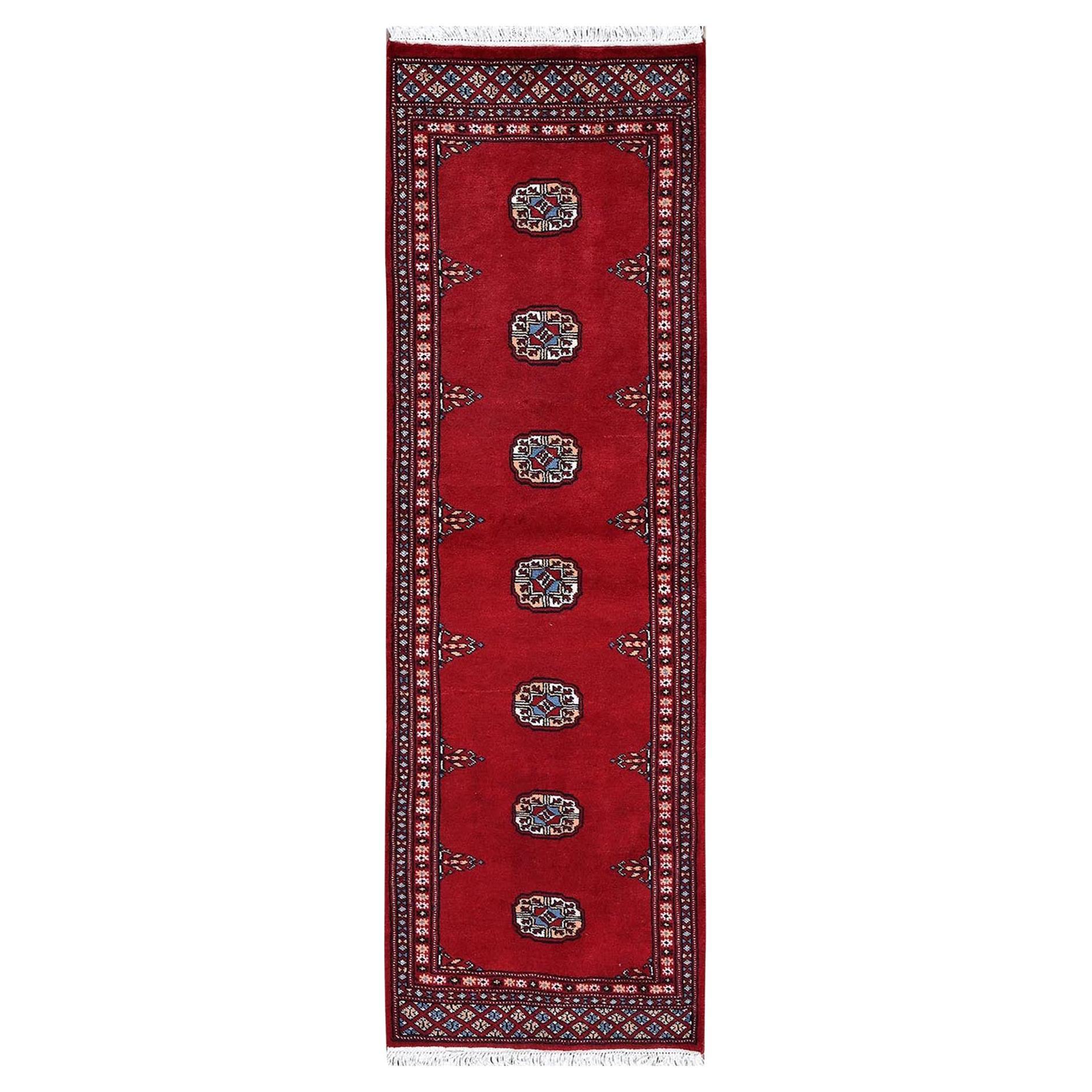 2
1 "x6
Rot Prinzessin Bokara Medaillons Design Hand geknüpft alle Wolle Läufer Teppich