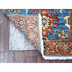 2'1"x6'1" Marlin Blue Heriz All Over Design Hand Knotted Pure Wool Runner Rug