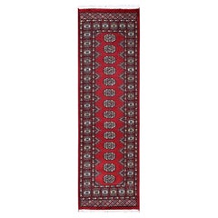 2'1"x6'1" Red Princess Bokara Tribal Medallions All Wool Hand Knotted Runner Rug