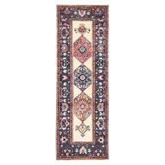 2'1"x6'5" Ivory Serapi Heriz Bakshaish Design Soft Wool Hand Knotted Runner Rug