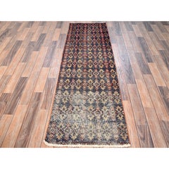 2'1"x6'9" Purple Vintage Northwest Persian Hand Knotted Pure Wool Runner Rug