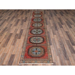 2'1"x9'7" Orange Vintage Persian Meshkabad Hand Knotted Wool Runner Oriental Rug
