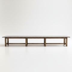 Mesa Brutalista de Exterior para 22-24 Personas en Roble Macizo y Bluestone Belga-Heerenhuis