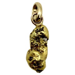 22-24K Gold Nugget Oblong Charm with 14K Gold Bail