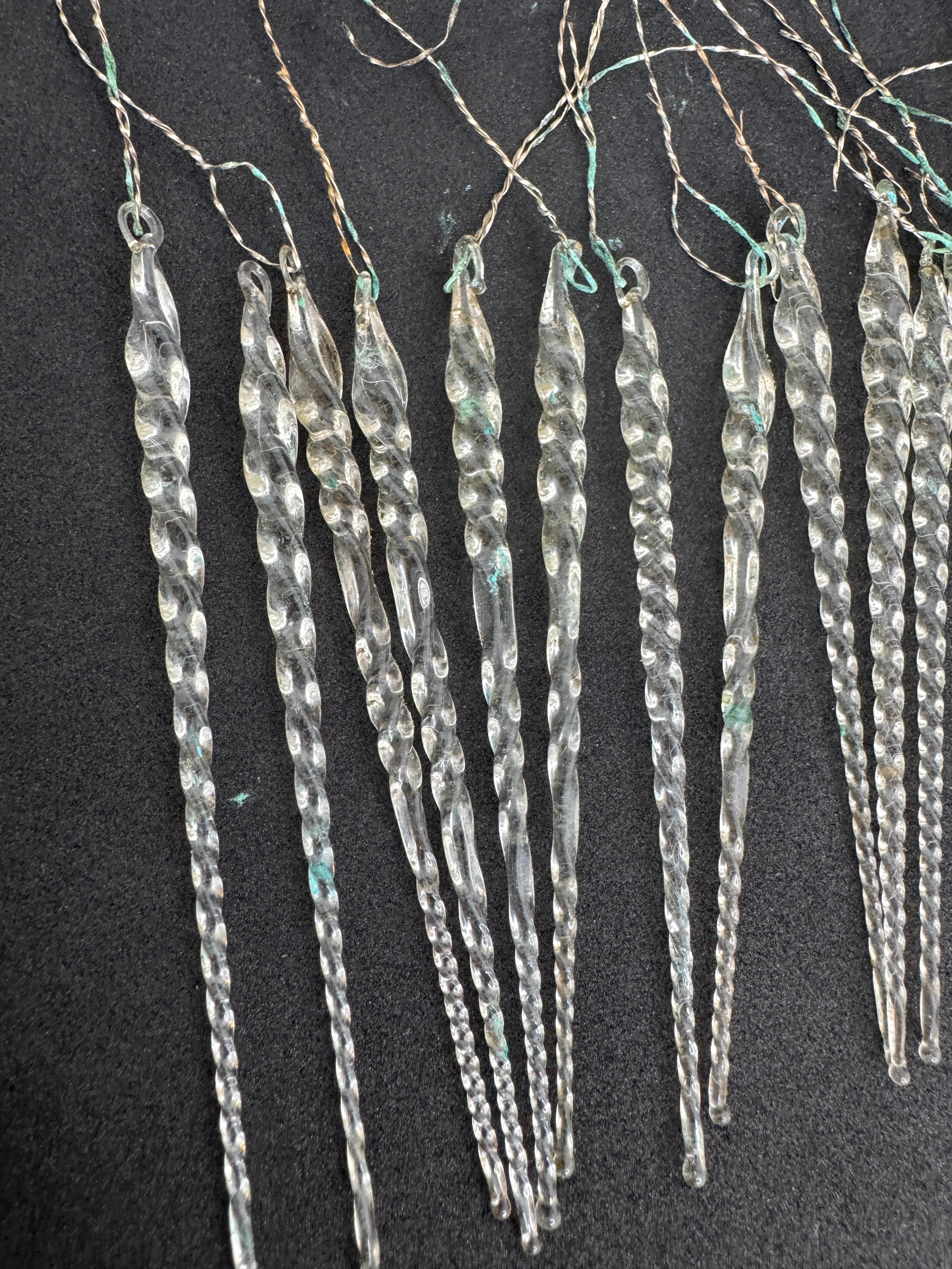 22 Antique Germany Twisted Icicle Clear Glass Ornaments for Feather Tree, 1910s 6