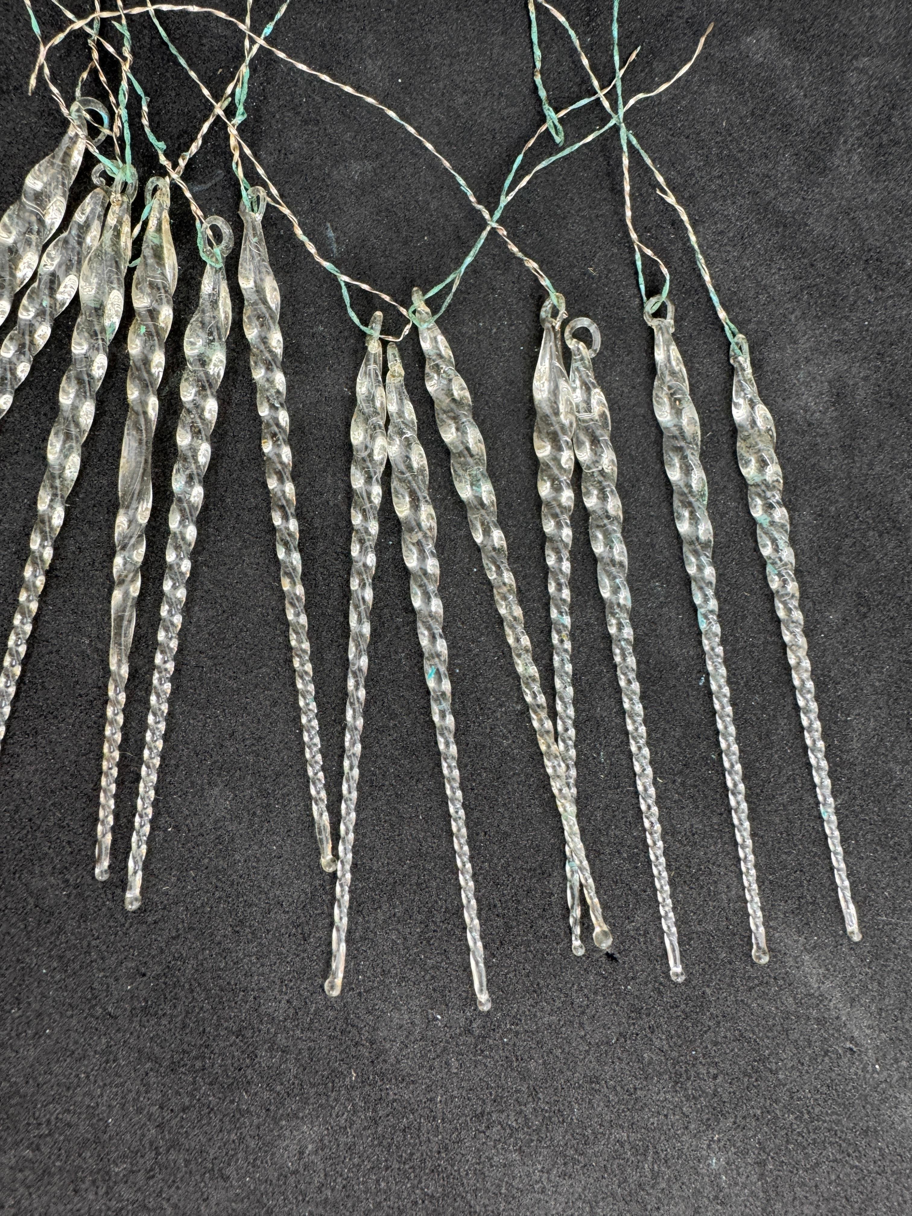 22 Antique Germany Twisted Icicle Clear Glass Ornaments for Feather Tree, 1910s 8