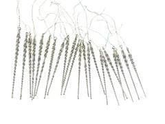 22 Antique Germany Twisted Icicle Clear Glass Ornaments for Feather Tree, 1910s