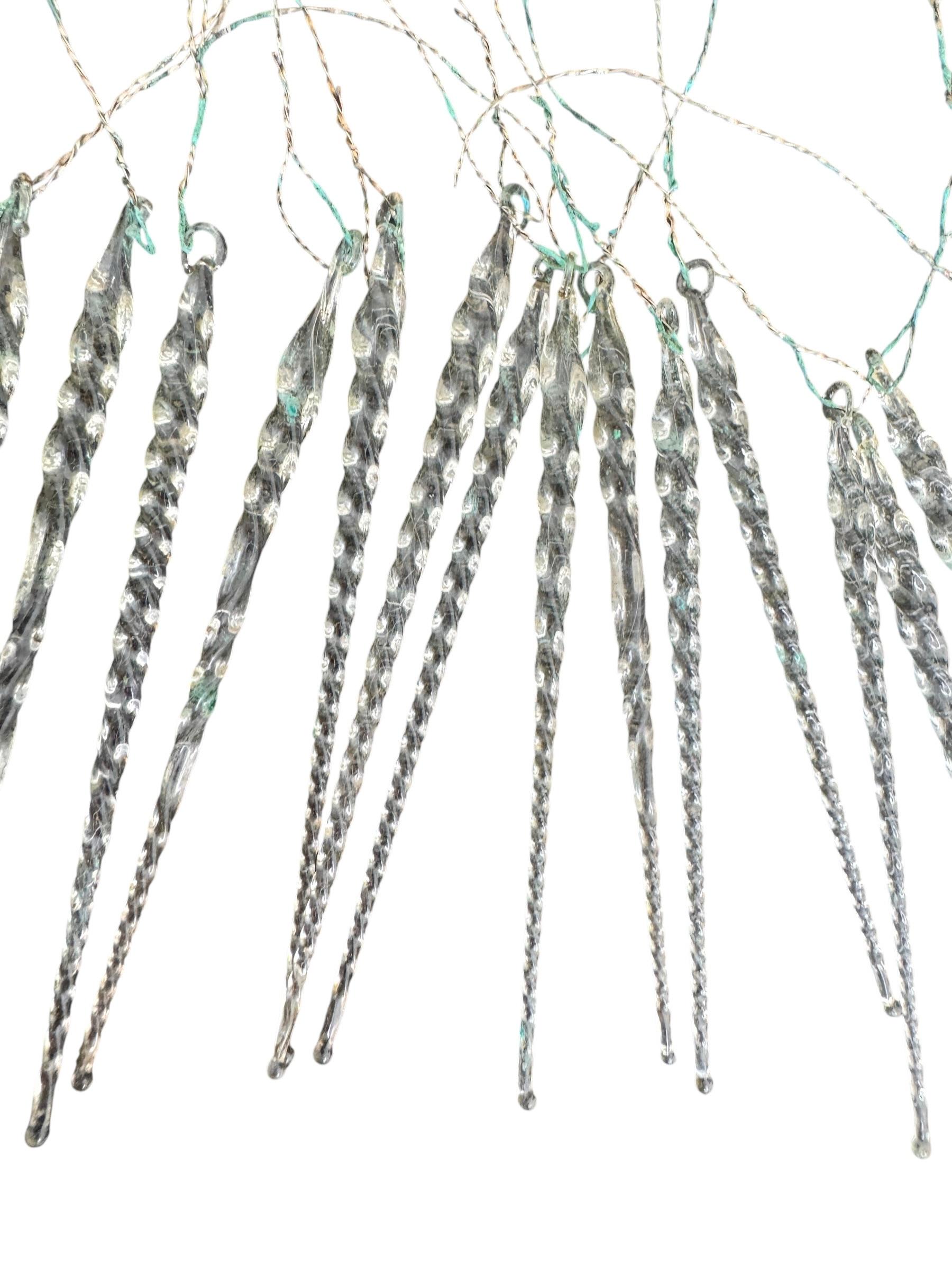22 Antique Germany Twisted Icicle Clear Glass Ornaments for Feather Tree, 1910s 1