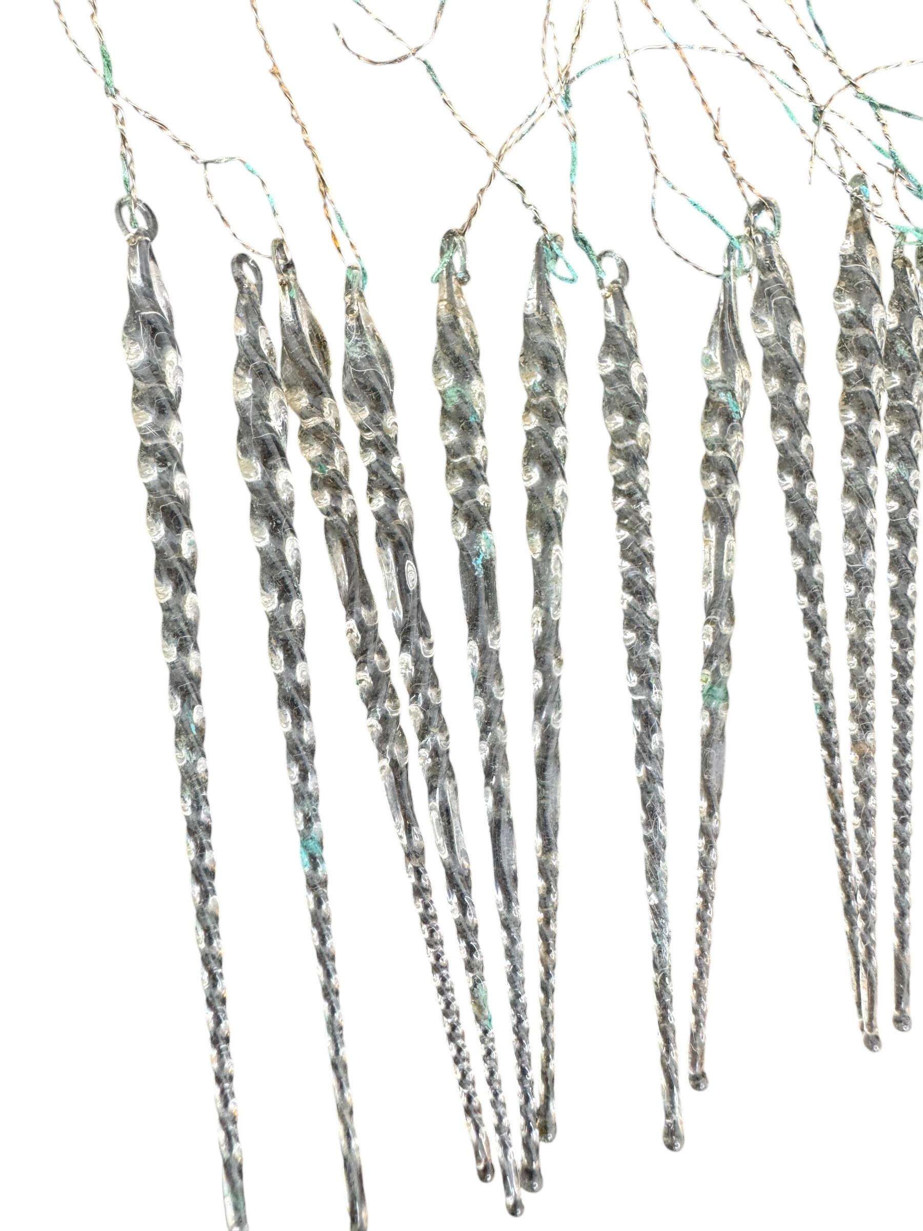 22 Antique Germany Twisted Icicle Clear Glass Ornaments for Feather Tree, 1910s 2