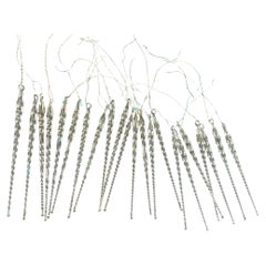 22 Antique Germany Twisted Icicle Clear Glass Ornaments for Feather Tree, 1910s