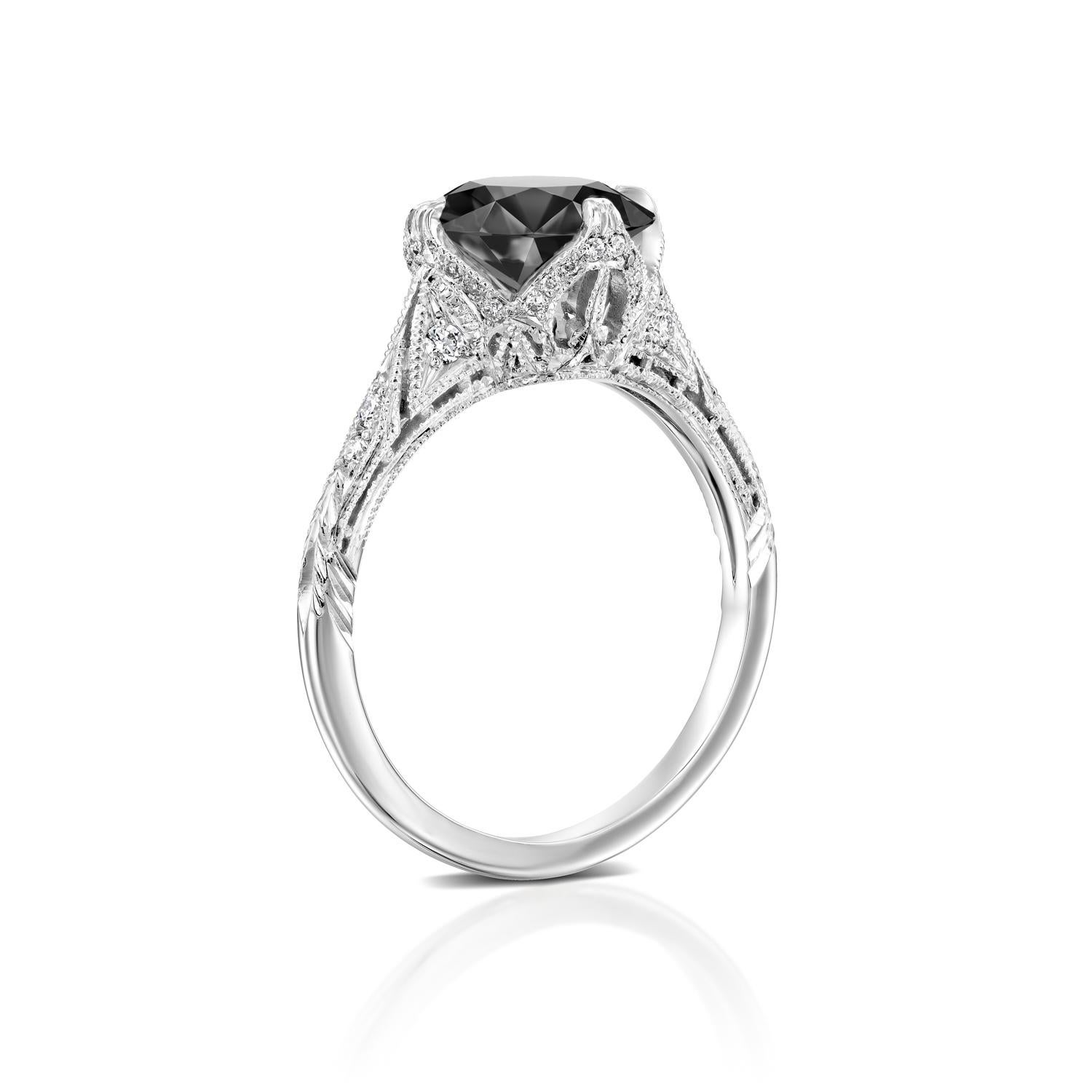 2 carat black diamond ring