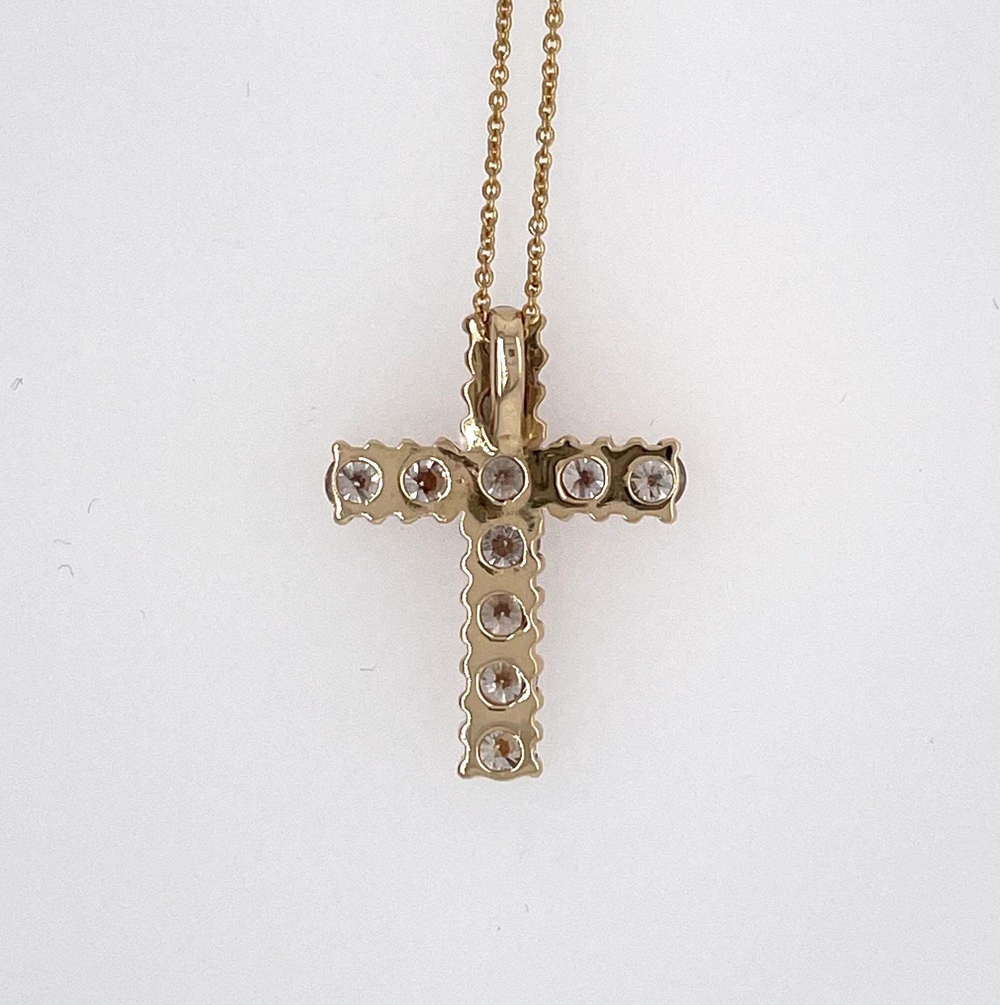 2,2 Karat 18k Gelbgold Diamant-Kreuz (Brillantschliff)
