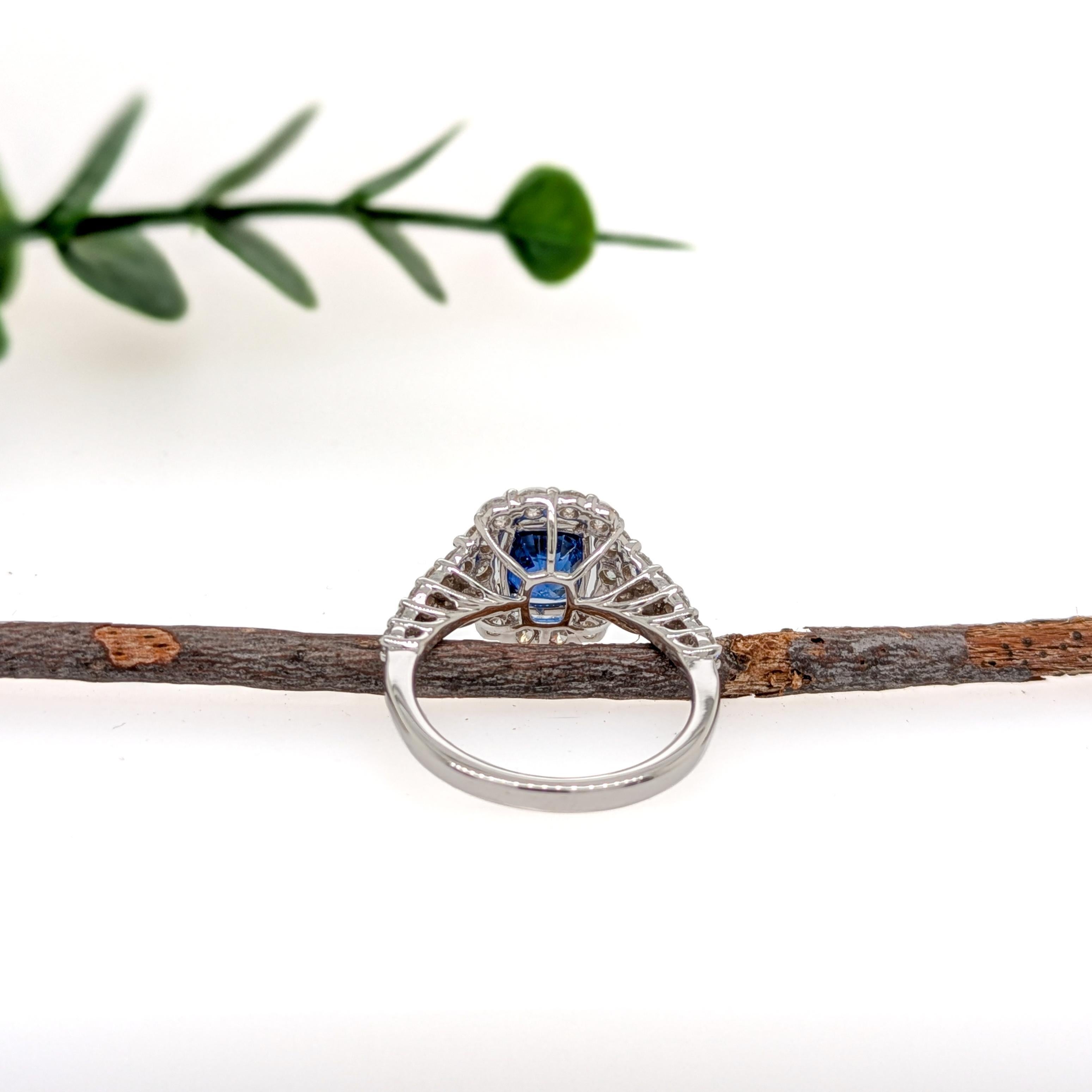 2.2 Karat Ceylon-Saphir mit natürlichen Diamanten aus massivem 14K Weißgold  CU 8x6mm im Zustand „Neu“ im Angebot in Columbus, OH