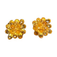 22 Carat Citrine Briolette Earring in 14 Karat Yellow Gold, Estate