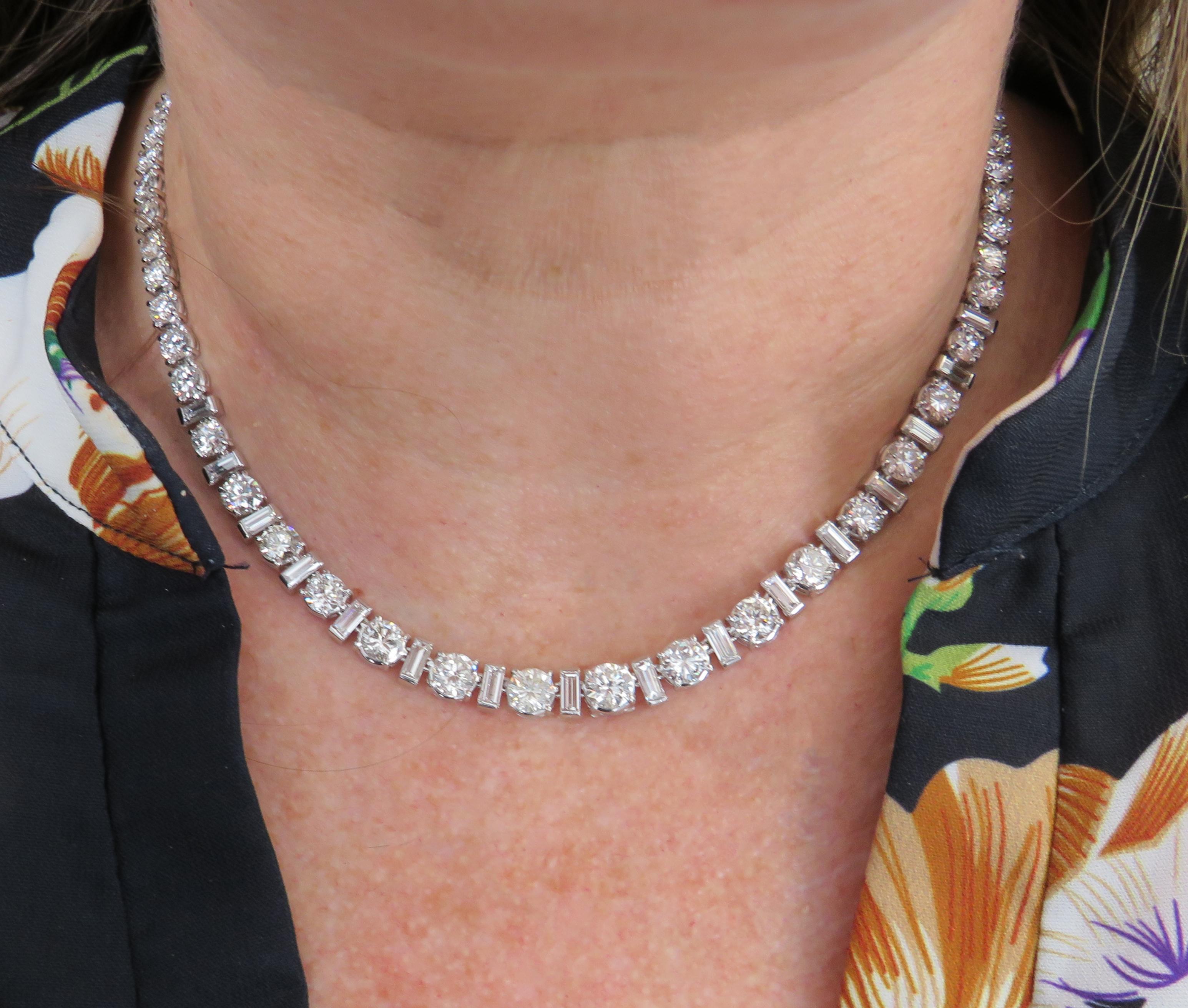 Modern 22 Carat Diamond Riviere Necklace