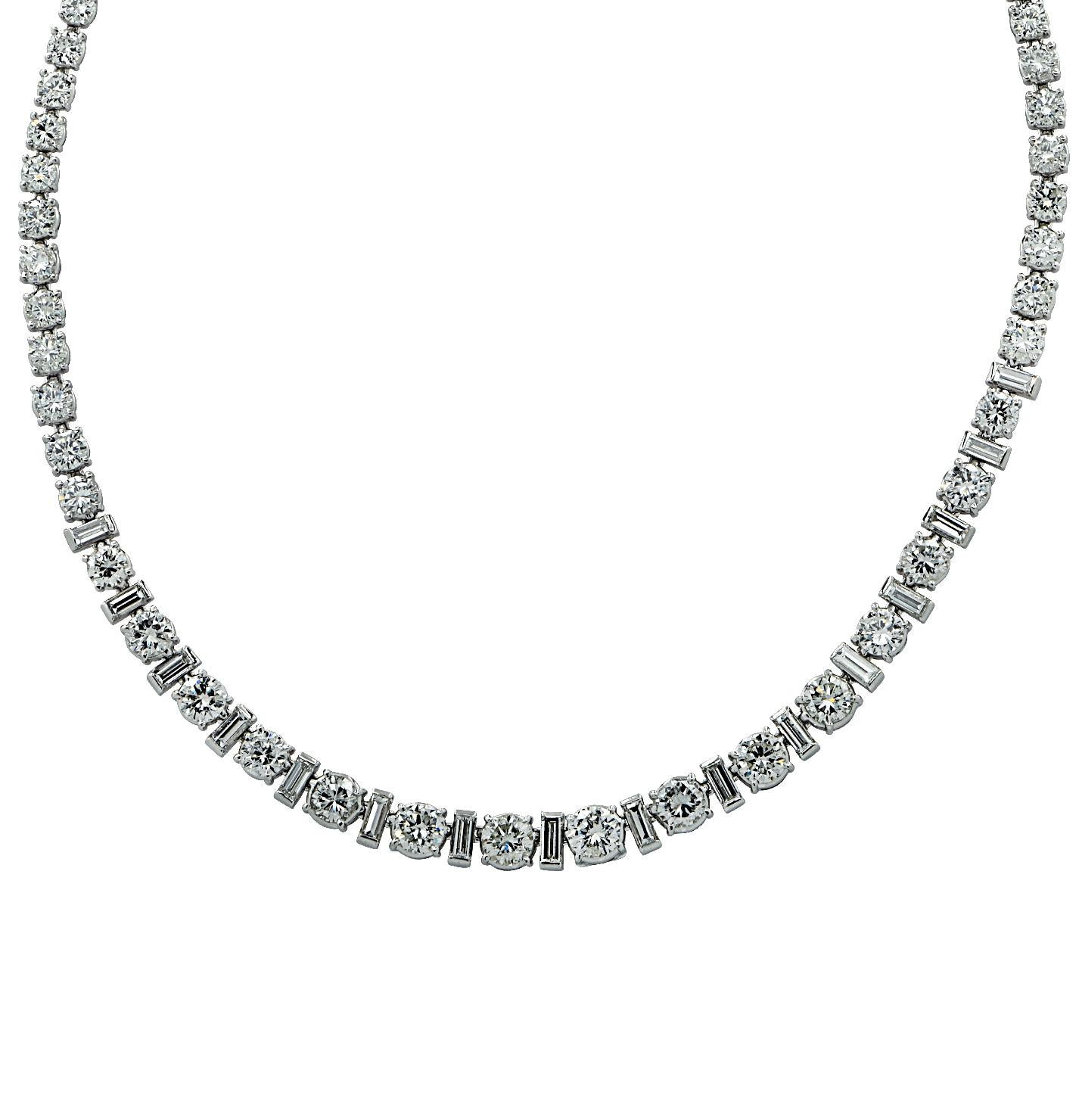 22 Carat Diamond Riviere Necklace In Good Condition In Miami, FL