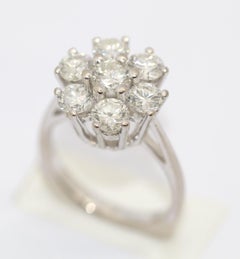 2.2 Carat Diamond Solitaire Flower Ring, 18 Karat White Gold