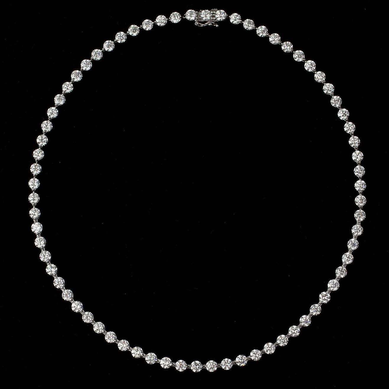 Modern GIA Certified  Diamond Tennis Necklace  For Sale