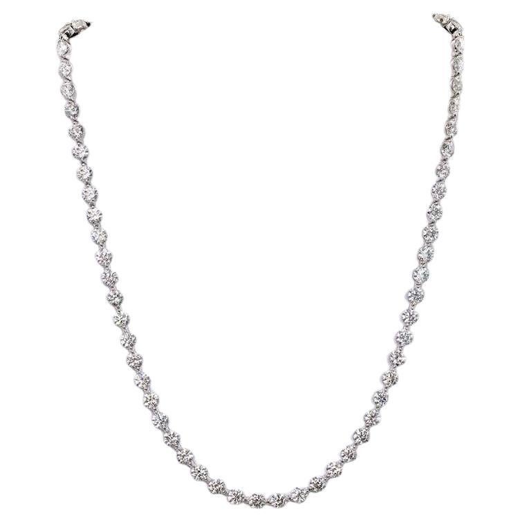 GIA Certified  Diamond Tennis Necklace  For Sale