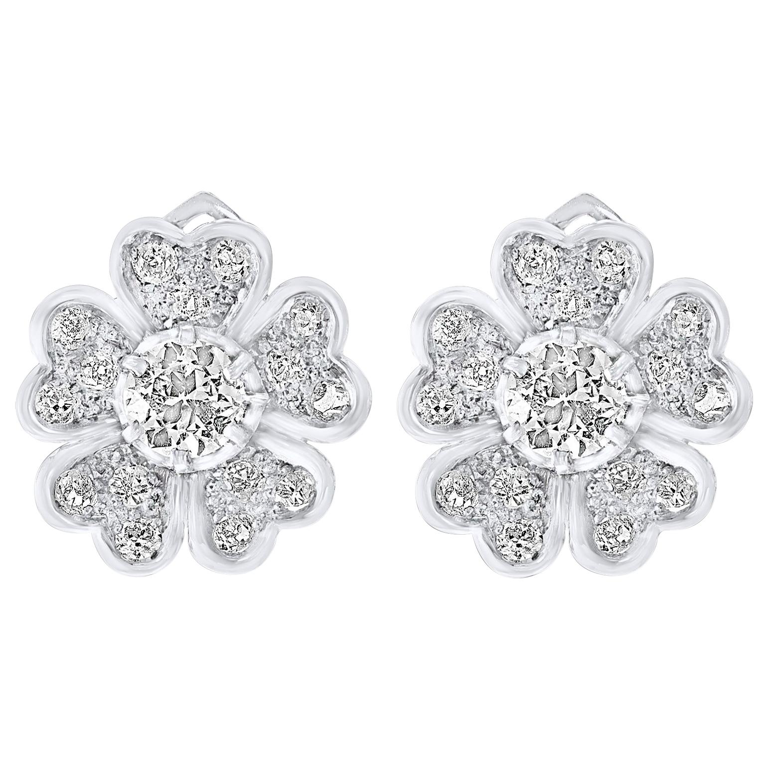 AGI Certified 2 Ct Diamond VS Quality Flower/Cluster Earring Platinum 0.7 Carat 
