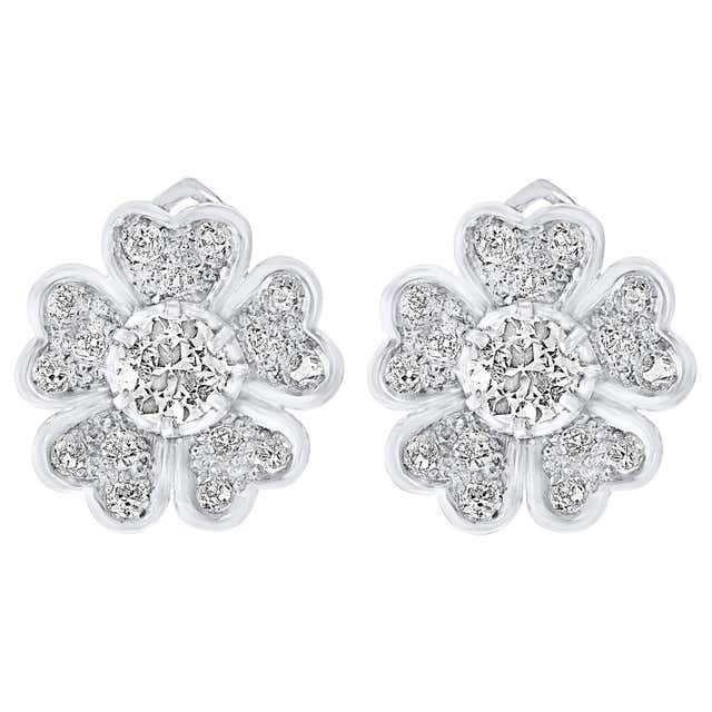 2.8 Carat Diamond VS Quality Flower/Cluster Earring 18 Karat White Gold ...